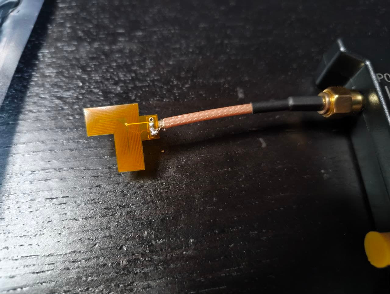 The SMA antenna connected to the LiteVNA.