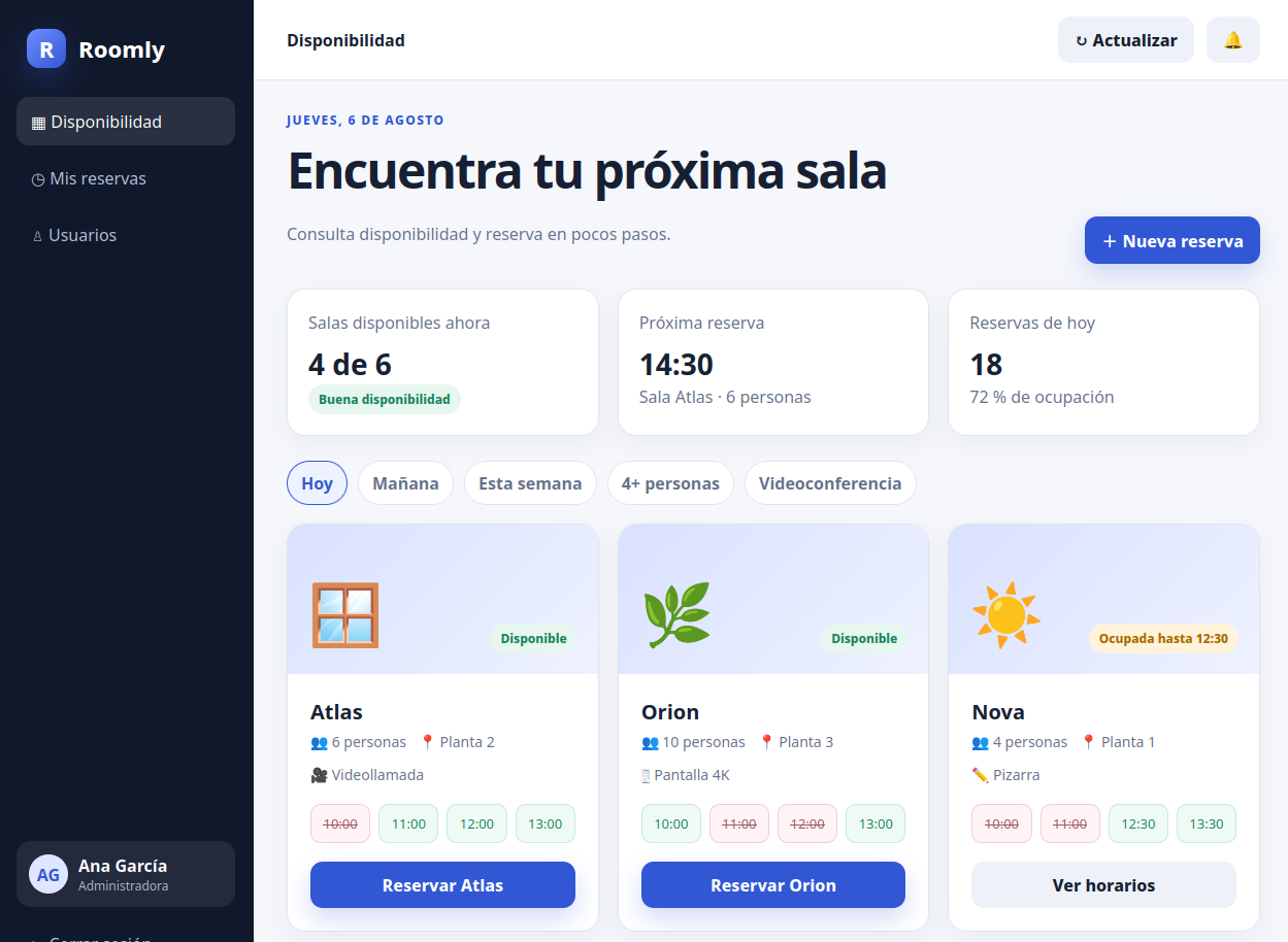 Roomly general dashboard